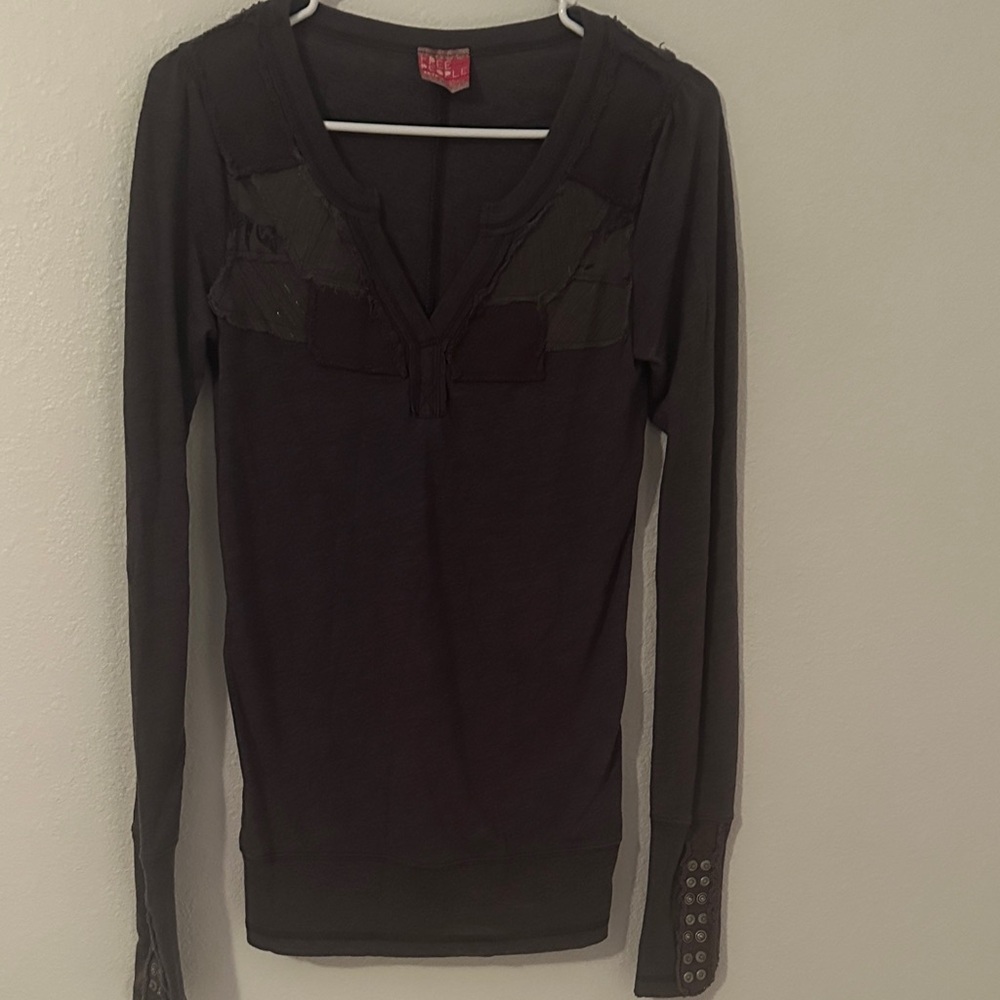Free People Dark Long Sleeve Top